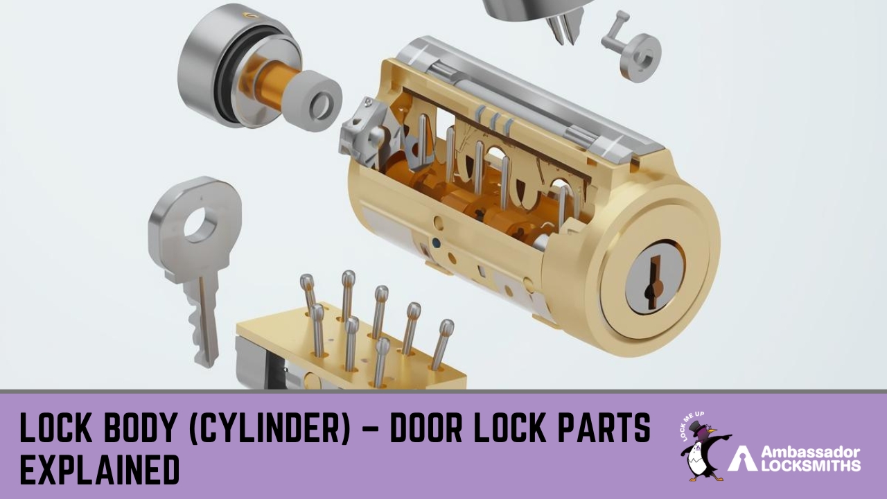 Close-up diagram of lock cylinder and pins